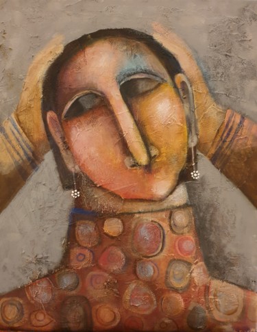 Pittura intitolato "Worried (Acrylic pa…" da Liana Asatryan, Opera d'arte originale, Acrilico Montato su Telaio per barella…