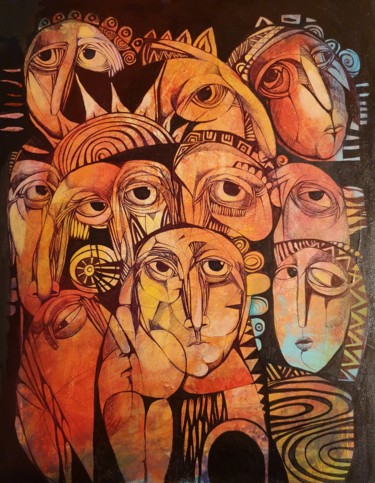 Peinture intitulée "Mess (40x50cm, acry…" par Liana Asatryan, Œuvre d'art originale, Acrylique Monté sur Châssis en bois