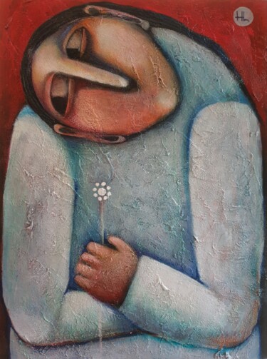 Pintura intitulada "Alone (30x40cm, acr…" por Liana Asatryan, Obras de arte originais, Óleo Montado em Armação em madeira