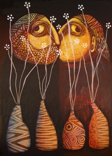 Pintura titulada "Kiss (Acrylic paint…" por Liana Asatryan, Obra de arte original, Acrílico Montado en Bastidor de camilla d…