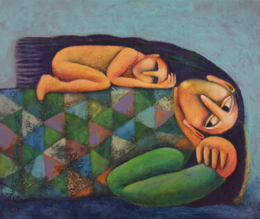 Pintura intitulada "Mother's love (Acry…" por Liana Asatryan, Obras de arte originais, Óleo Montado em Armação em madeira