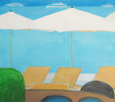 Картина под названием "White umbrellas" - Liana Esakia, Подлинное произведение искусства, Акрил