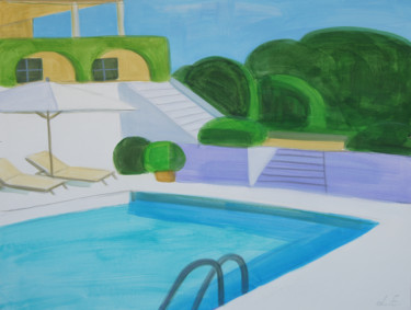 Картина под названием "Morning by the pool" - Liana Esakia, Подлинное произведение искусства, Акрил
