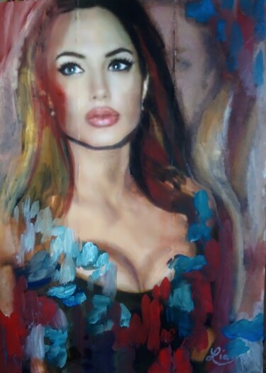 Digitale Kunst mit dem Titel "Angelina Jolie" von Liana Romeijn, Original-Kunstwerk, Öl