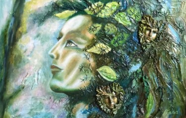 Digitale Kunst mit dem Titel "God of Nature Pan" von Liana Romeijn, Original-Kunstwerk, Öl