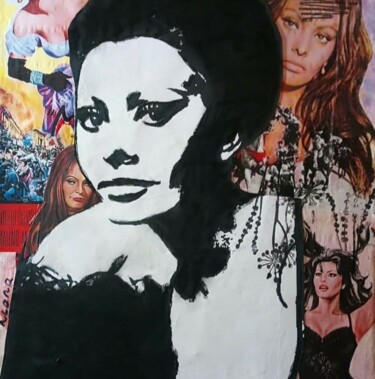 Arte digitale intitolato "Sophia Loren with m…" da Liana Romeijn, Opera d'arte originale, Acrilico