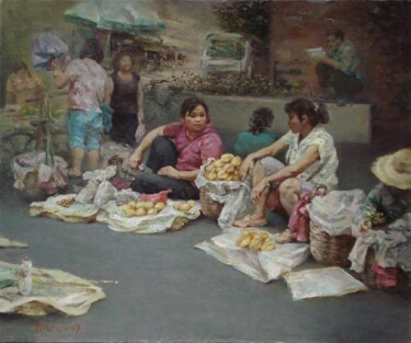 Painting titled "Livelihood, origina…" by Liang Yi Er, Original Artwork, Oil