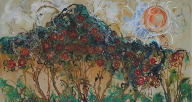 Painting titled "Flowers" by Lia Nursalim, Original Artwork, Oil