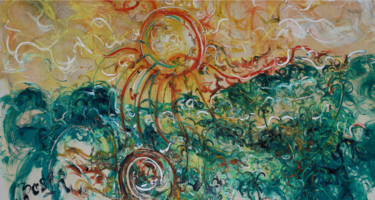 Painting titled "Sun" by Lia Nursalim, Original Artwork, Oil