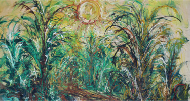 Painting titled "Field" by Lia Nursalim, Original Artwork, Oil