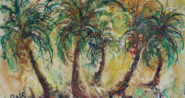 Pittura intitolato "Palm Trees" da Lia Nursalim, Opera d'arte originale, Olio