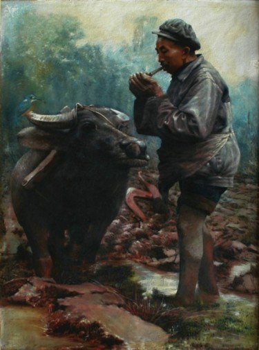 图画 标题为“老牛与土地” 由山外山人, 原创艺术品