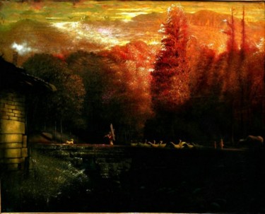 图画 标题为“小时候走过的桥” 由山外山人, 原创艺术品