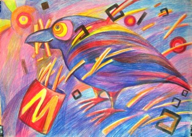 Картина под названием "Ворона Фри" - Liap-In-Art, Подлинное произведение искусства, Другой