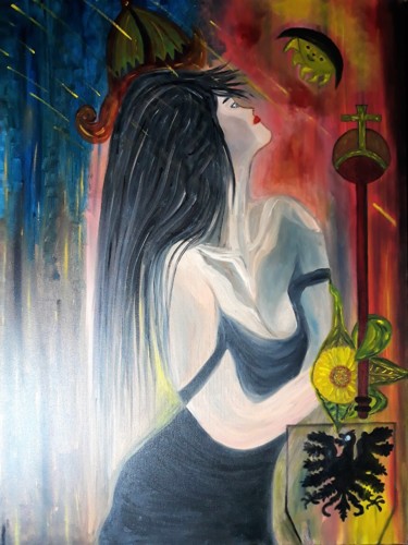 Painting titled "The Imperator" by Amélia M Henriques, Original Artwork, Oil Mounted on Wood Panel