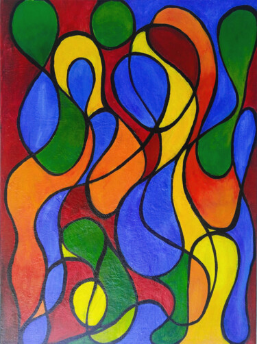 Painting titled "Bright abstraction" by Liatriz, Original Artwork, Acrylic Mounted on Wood Stretcher frame