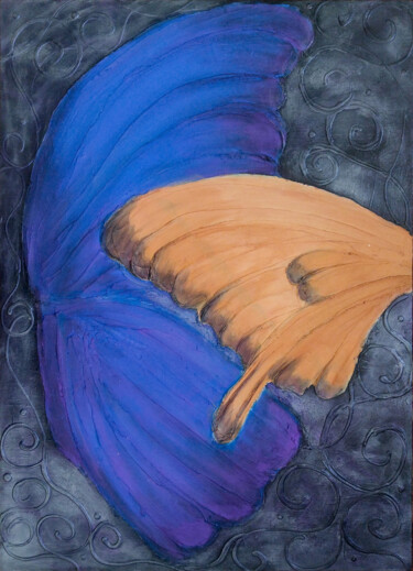 Schilderij getiteld "Wings" door Liatriz, Origineel Kunstwerk, Acryl Gemonteerd op Karton