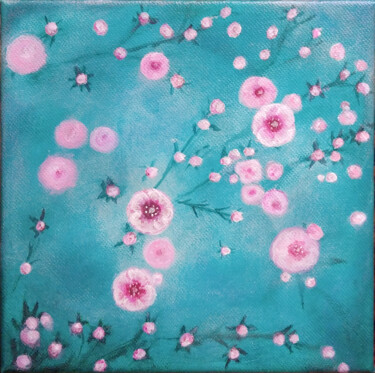 Schilderij getiteld "Spring flowers" door Liatriz, Origineel Kunstwerk, Acryl Gemonteerd op Frame voor houten brancard