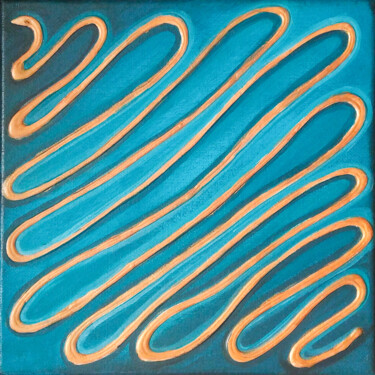 Malarstwo zatytułowany „"Golden snake"” autorstwa Liatriz, Oryginalna praca, Akryl Zamontowany na Drewniana rama noszy