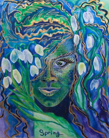 Peinture intitulée "Lady spring" par Yulia Bukharovskaya, Œuvre d'art originale, Acrylique