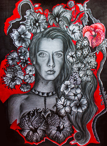 Dessin intitulée "Wishes flower" par Yulia Bukharovskaya, Œuvre d'art originale, Crayon