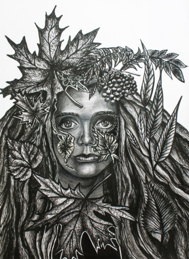 Рисунок под названием "Metamorphosis: fall" - Yulia Bukharovskaya, Подлинное произведение искусства, Карандаш