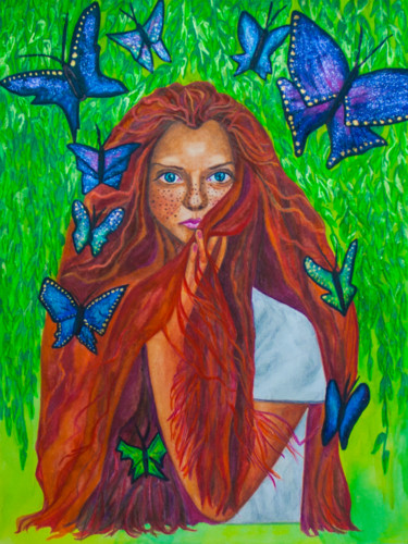 Pittura intitolato "Redhead" da Yulia Bukharovskaya, Opera d'arte originale, Acquarello