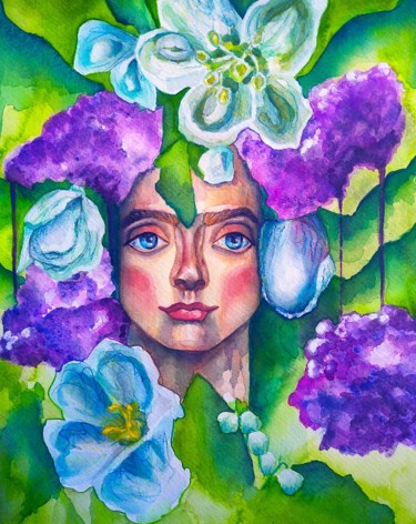 Peinture intitulée "Lady May" par Yulia Bukharovskaya, Œuvre d'art originale, Aquarelle