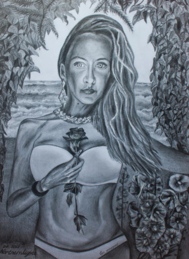 Dessin intitulée "Paradise Den" par Yulia Bukharovskaya, Œuvre d'art originale, Crayon