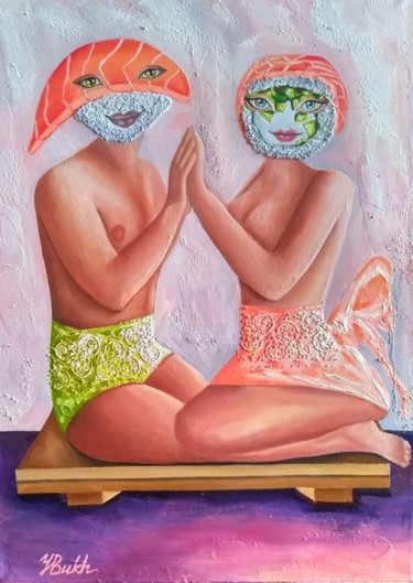 Pintura intitulada "Sushi time" por Yulia Bukharovskaya, Obras de arte originais, Óleo Montado em Armação em madeira