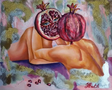 Картина под названием "Two halves" - Yulia Bukharovskaya, Подлинное произведение искусства, Масло Установлен на Деревянная р…