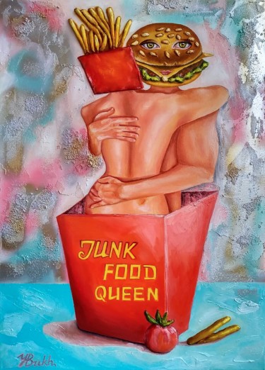Painting titled "It's love that is n…" by Yulia Bukharovskaya, Original Artwork, Oil Mounted on Wood Stretcher frame