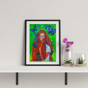 Картина под названием "Redhead-01" - Yulia Bukharovskaya, Подлинное произведение искусства, Акварель