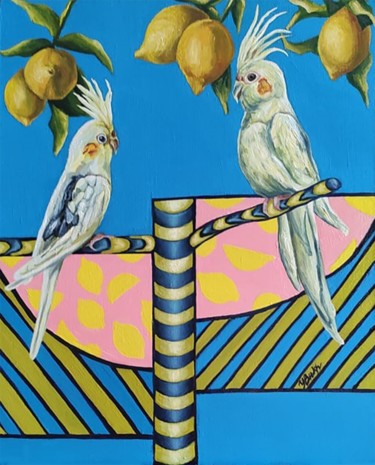 Картина под названием "A lemon tree" - Yulia Bukharovskaya, Подлинное произведение искусства, Масло