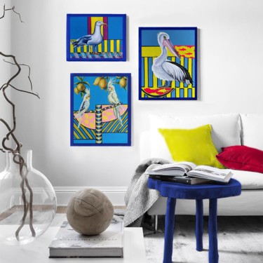 Pintura titulada "Triptych " A blue p…" por Yulia Bukharovskaya, Obra de arte original, Oleo