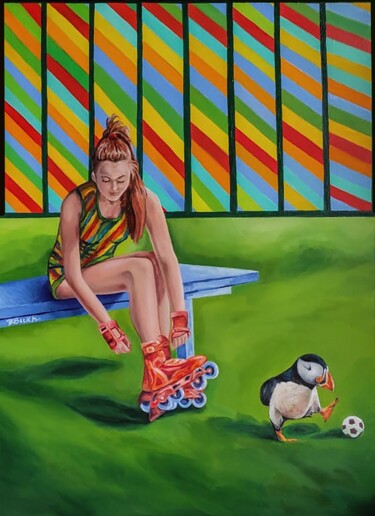 Картина под названием "Roller blades with…" - Yulia Bukharovskaya, Подлинное произведение искусства, Масло