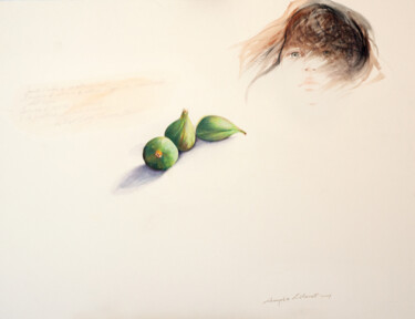 Painting titled "Volto, fichi e test…" by Angelo Liberati, Original Artwork, Watercolor