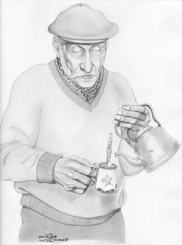 Drawing titled "Olegario Mena" by El Rudy, Original Artwork, Pencil