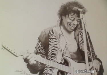 Dessin intitulée "Jimy Hendrix" par El Rudy, Œuvre d'art originale, Graphite
