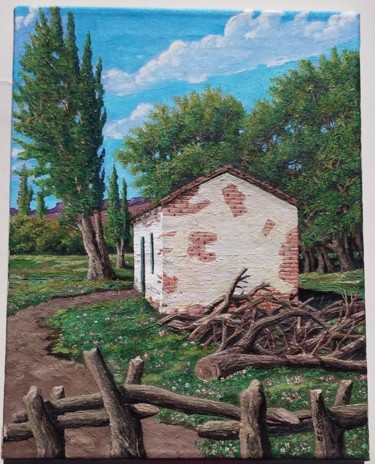 Painting titled "Rancho sureño" by El Rudy, Original Artwork, Oil