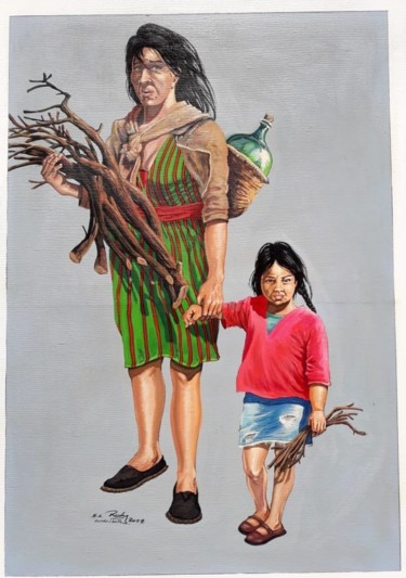 Peinture intitulée "Marginalidad (color)" par El Rudy, Œuvre d'art originale, Acrylique