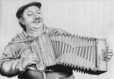 Drawing titled "El Acordeonista" by El Rudy, Original Artwork, Marker