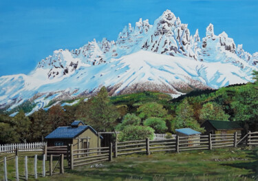 Malarstwo zatytułowany „Cerro Castillo” autorstwa El Rudy, Oryginalna praca, Olej Zamontowany na Drewniana rama noszy