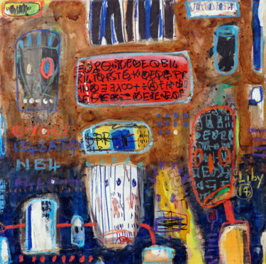 Pintura titulada "Rencontre Yada-Yada…" por Liby Lougué, Obra de arte original, Acrílico Montado en Bastidor de camilla de m…