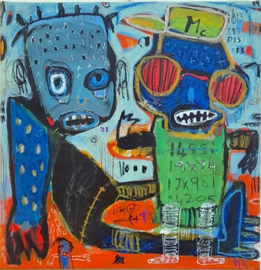 Картина под названием "Le grand boss" - Liby Lougué, Подлинное произведение искусства, Акрил Установлен на Деревянная рама д…