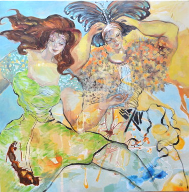 Painting titled "les papillons" by Li Chen, Original Artwork