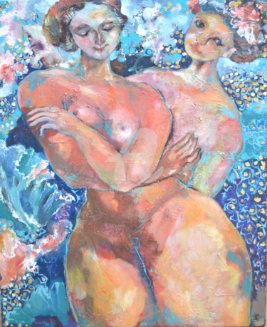 Painting titled "deux-filles.jpg" by Li Chen, Original Artwork, Oil