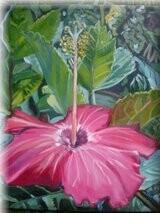 Pintura intitulada "Hibiscus" por Licia Ferreira, Obras de arte originais