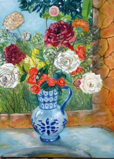 Pintura intitulada "Blue vase" por Licia Ferreira, Obras de arte originais
