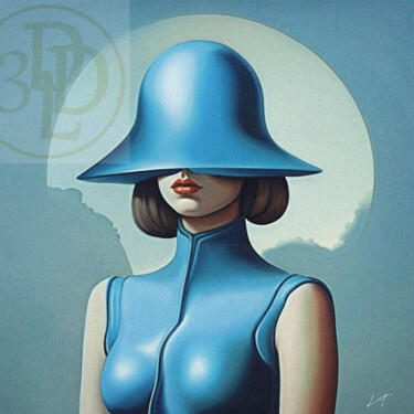 Painting titled "Donna con cappello…" by Licia Trobia, Original Artwork, Ink Mounted on Wood Stretcher frame